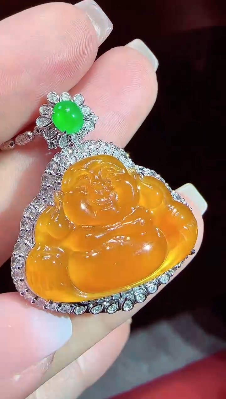 【闪购商品】翡翠吊坠(不含链)18K金镶嵌佛公