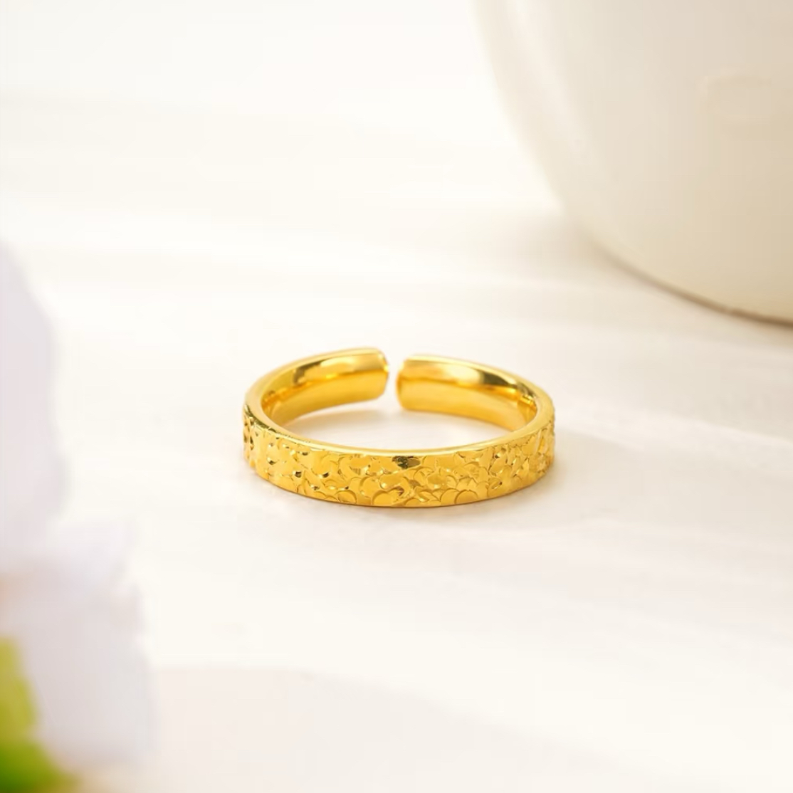 镇声珠宝爆款碎碎冰戒指S999镀金色可调节圈口女神节