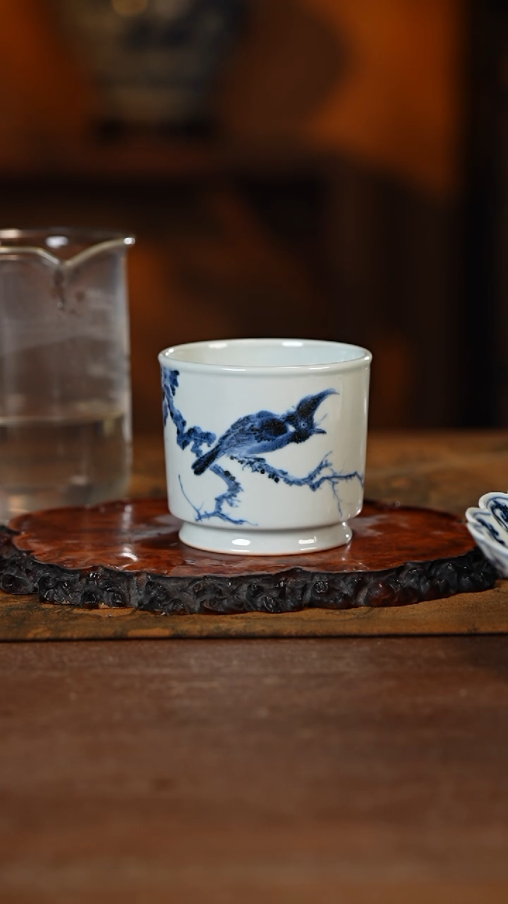 【闪购商品】杯五云随安青花写意鸟杯