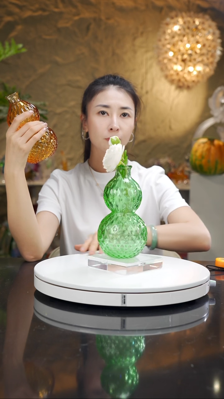 琉璃手工艺品祖母绿葫芦摆件