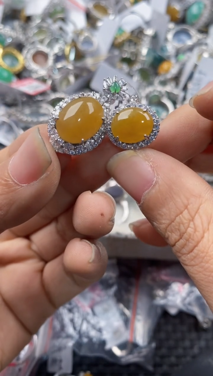 银S925镶嵌戒指翡翠666----1