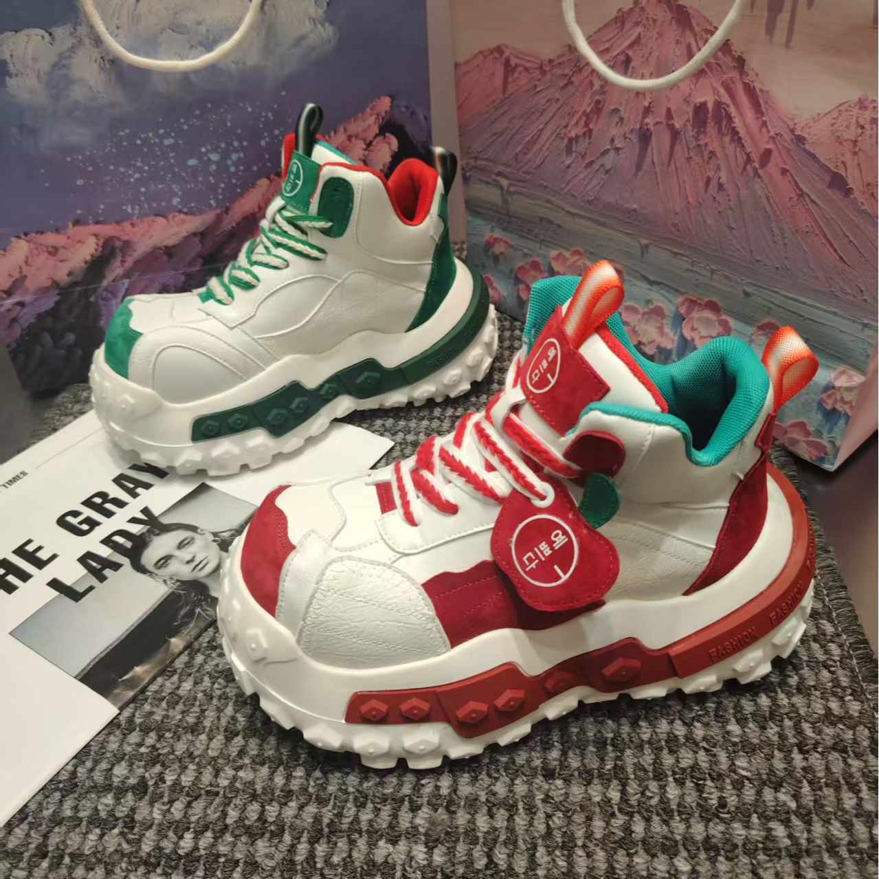 【苗】2026早春新款复古拼色轮胎老爹鞋韩版百搭时尚爆款休闲鸳鸯