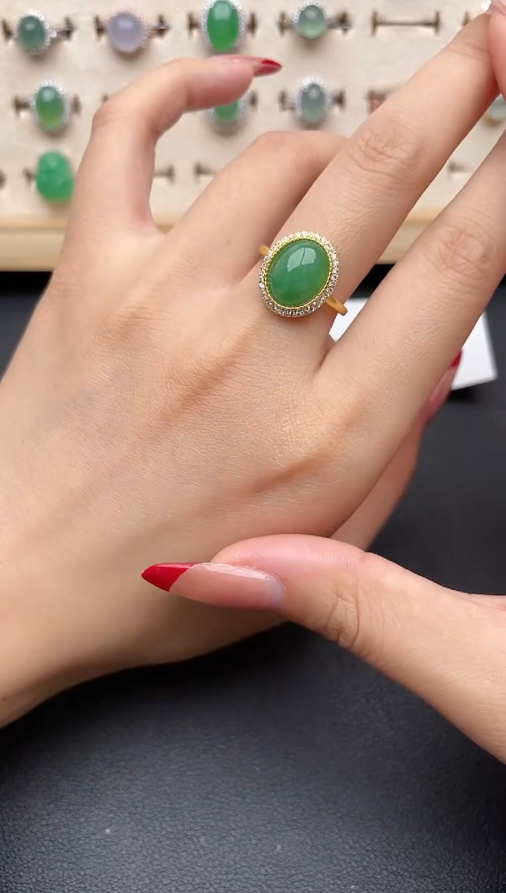 【闪购商品】翡翠戒指银S925镶嵌一物一证一礼盒