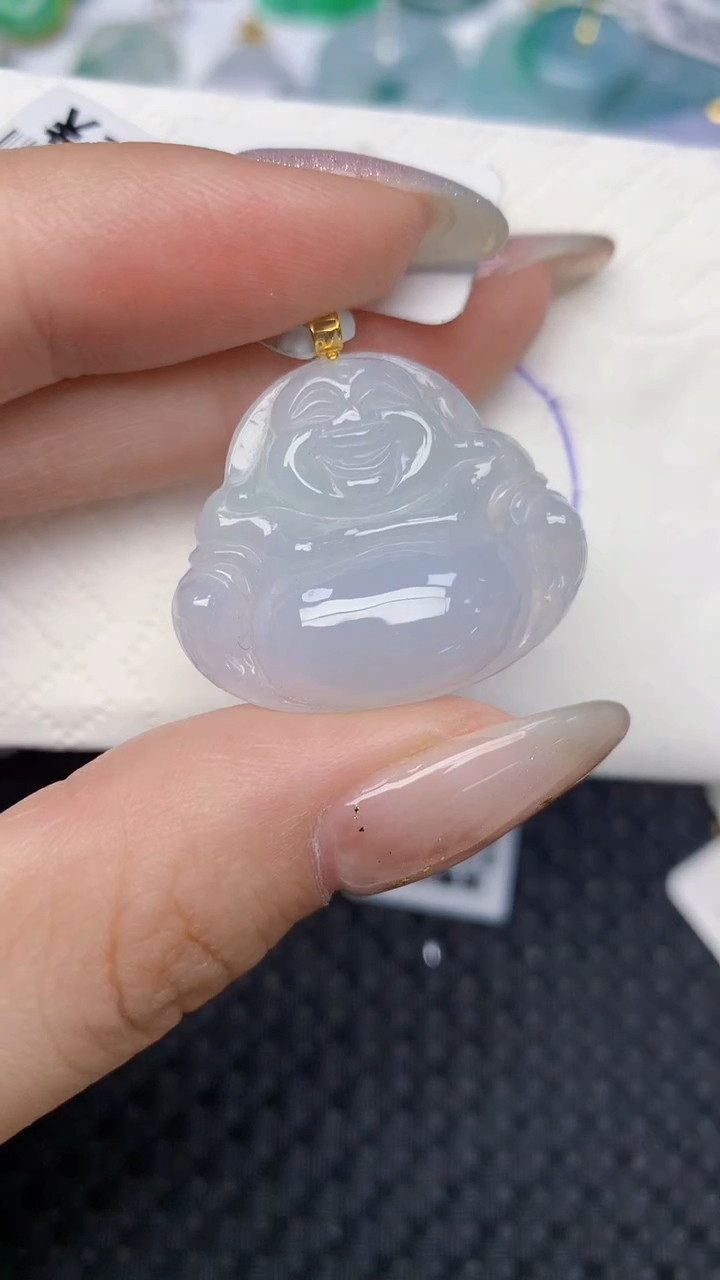 颈饰18K金镶嵌翡翠天然缅甸翡翠a货百元以上9元证书费自理