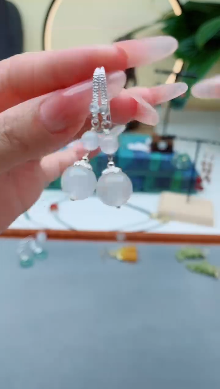 未镶嵌耳饰玛瑙/玉髓00白色2颗