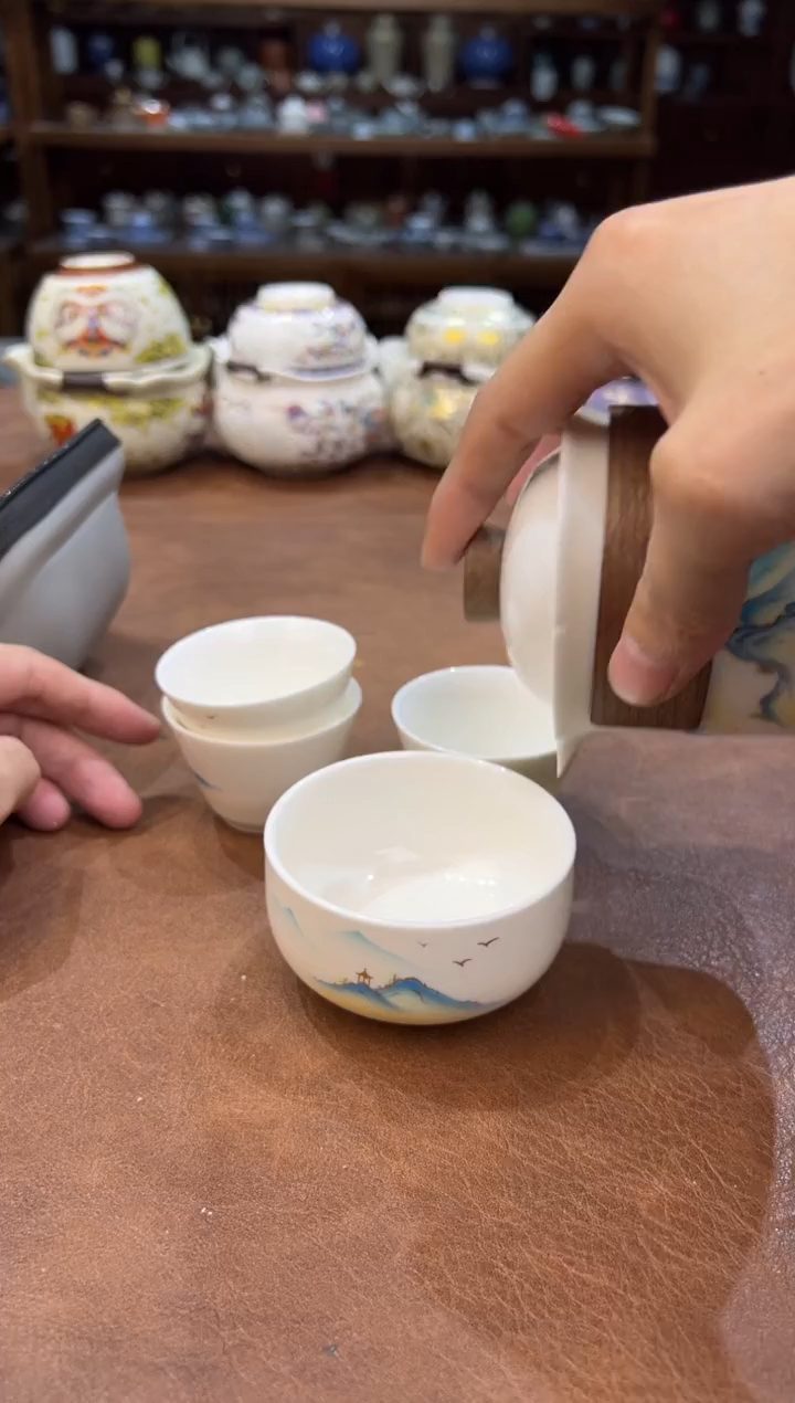 真的很便宜超好看会开片的旅行茶具