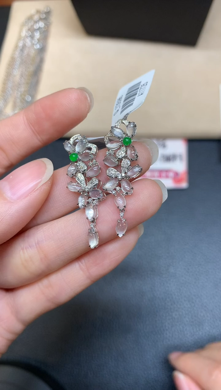 【闪购商品】翡翠耳饰18K金镶嵌【无鉴赏期