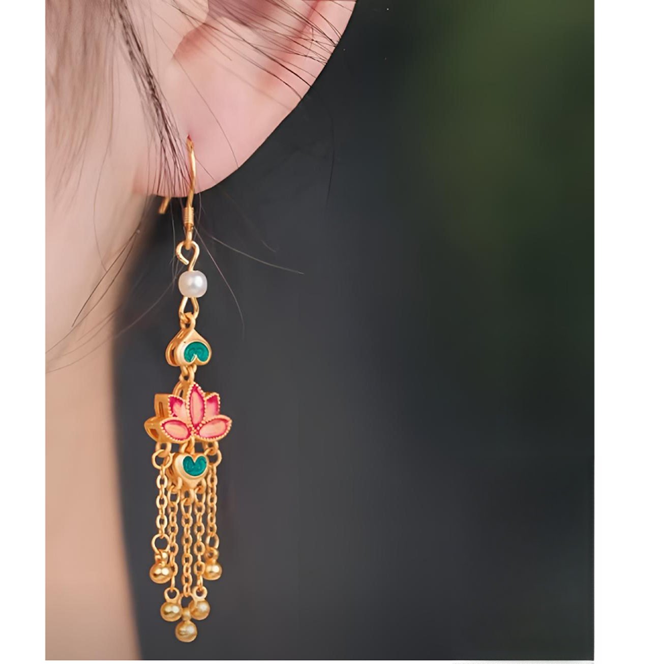 铜合金耳饰 莲韵S925银针新中式旗袍马面裙配饰国风耳环2025新款