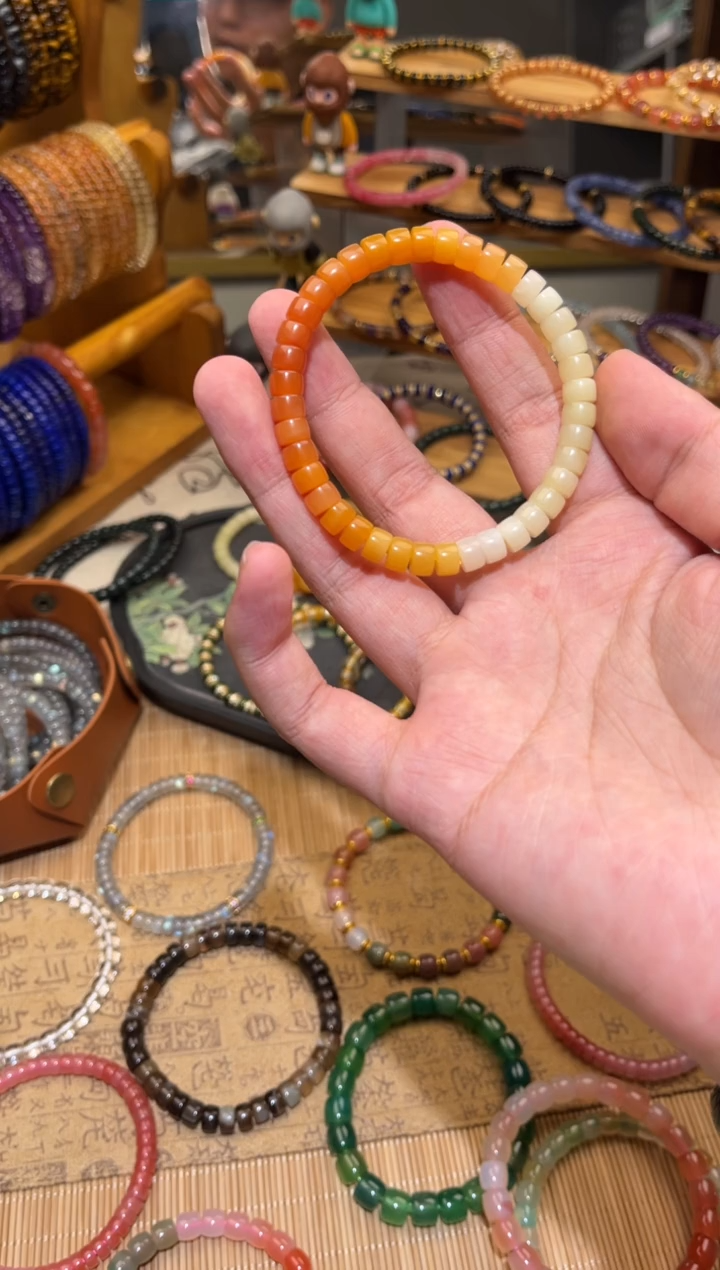 玛瑙/玉髓手串未镶嵌药片缅黄玉（需要拍三条库存才发货哦）