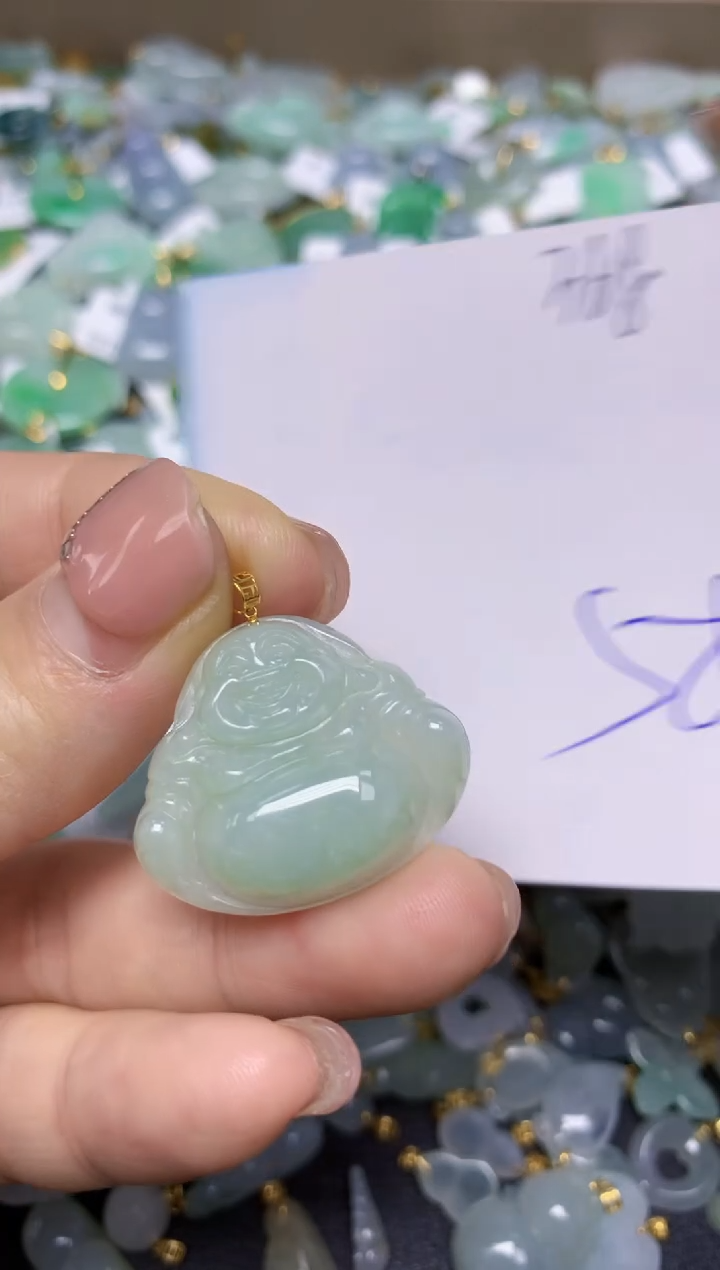 【闪购商品】翡翠挂件18K金镶嵌 天然翡翠A货