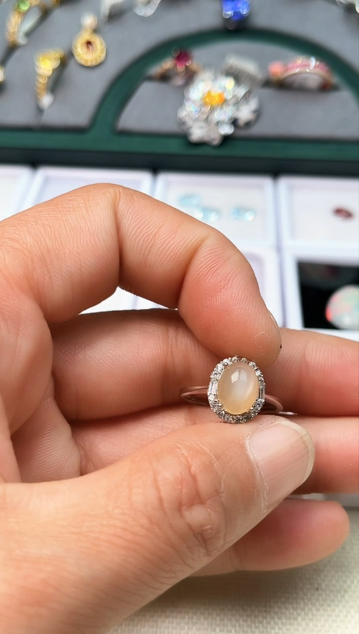 【闪购商品】月光石戒指银S925镶嵌戒指