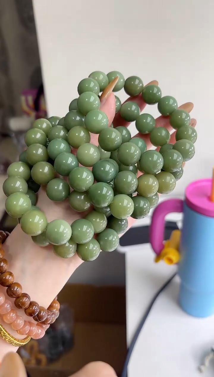 手串菩提根/象牙果沐n60阳光玫瑰玉化圆珠14.5mm手串随机