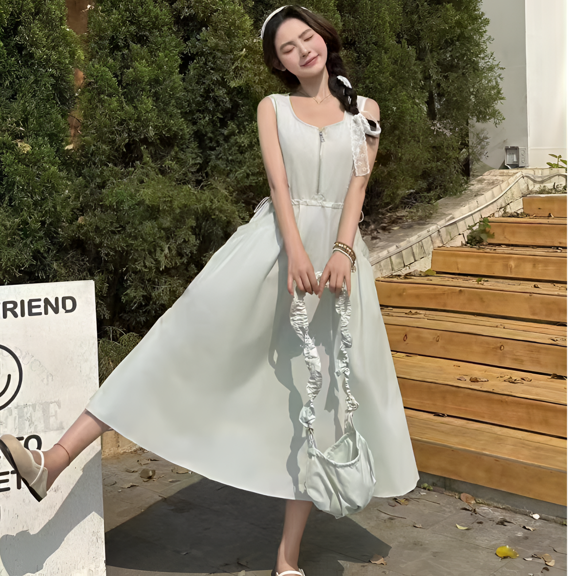 9121【裙长114】夏季爆款背带连衣裙气质显瘦设计感裙子（送包包）