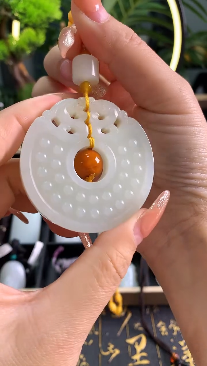 【闪购商品】和田玉颈饰未镶嵌博古玉石新疆和田玉-双龙戏金珠