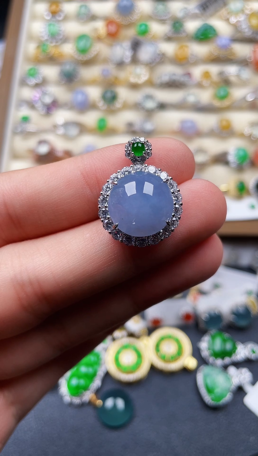 颈饰银S925镶嵌翡翠悦*1