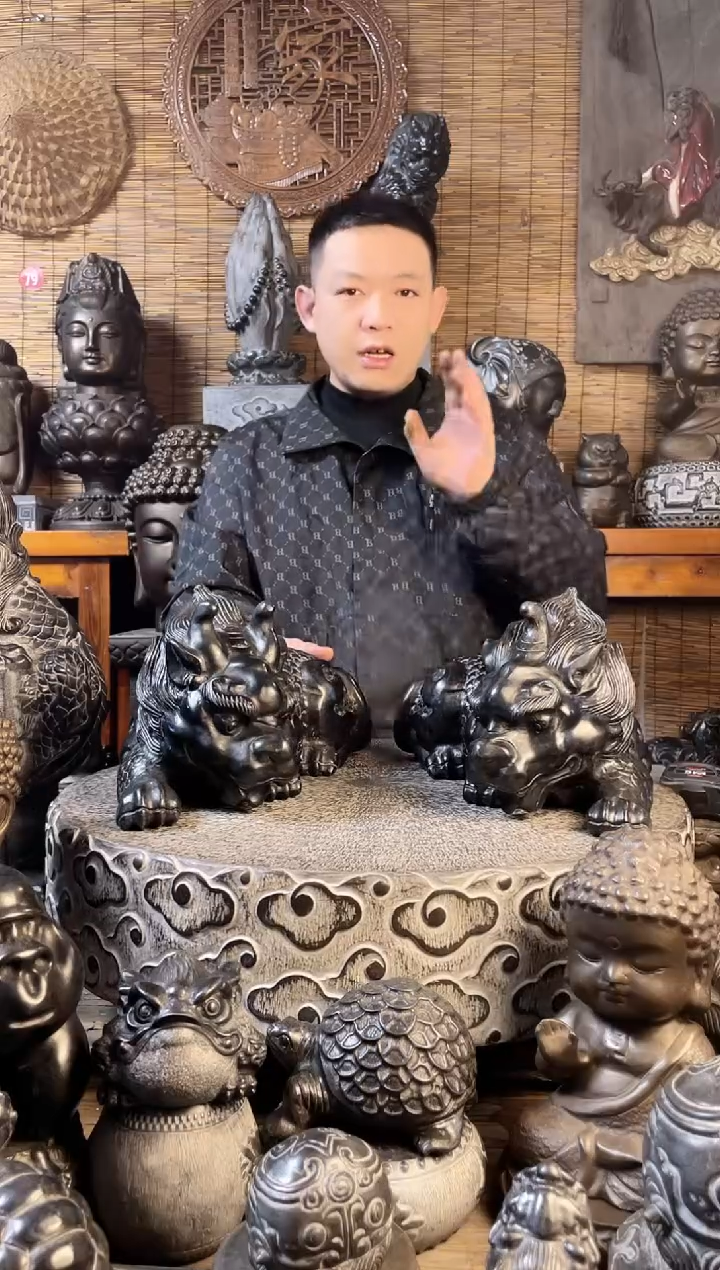 【闪购商品】40貔貅一对天然青石雕刻