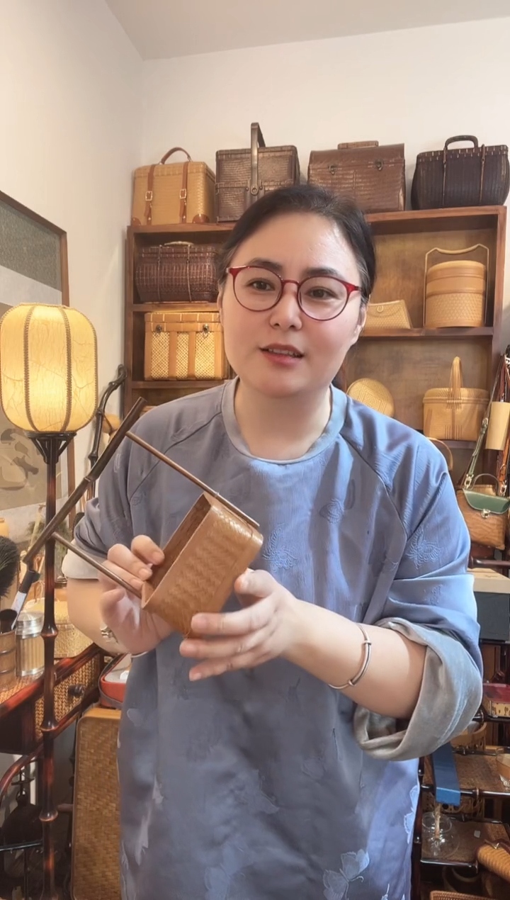 手工竹编方形小提篮