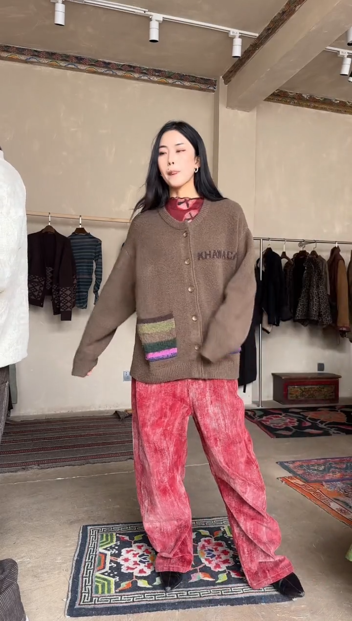 KWC26FW红色做旧裤子S