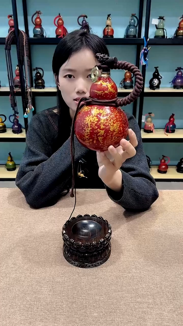 大漆工艺品大漆螺钿酒葫芦