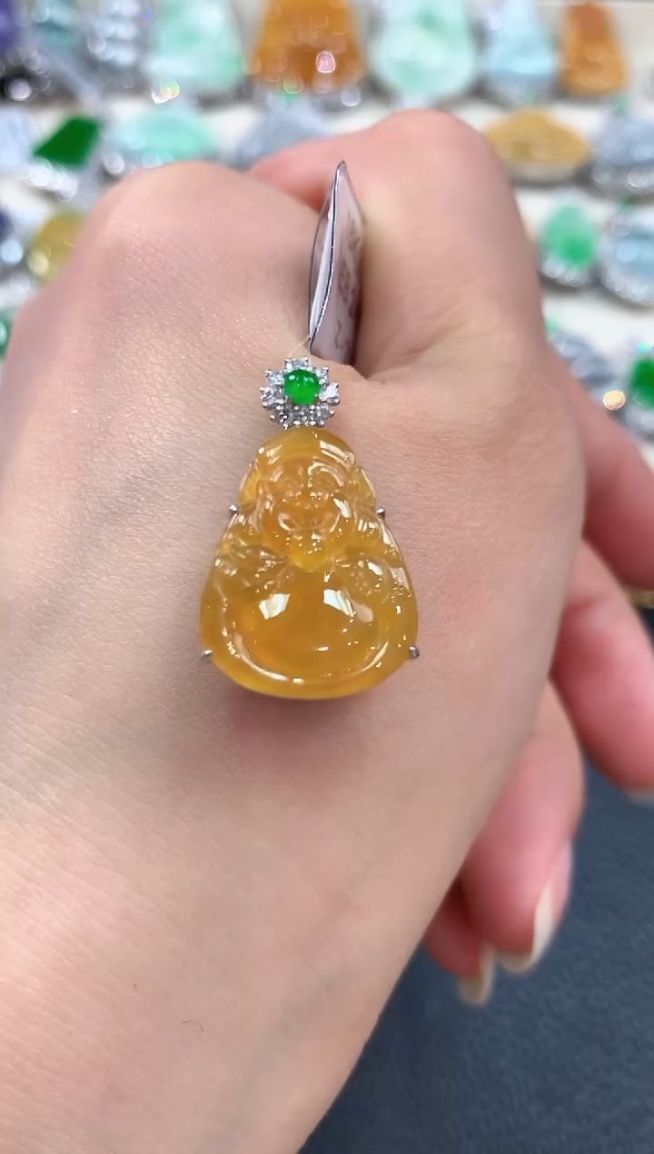 【闪购商品】翡翠吊坠(不含链)18K金镶嵌m40       