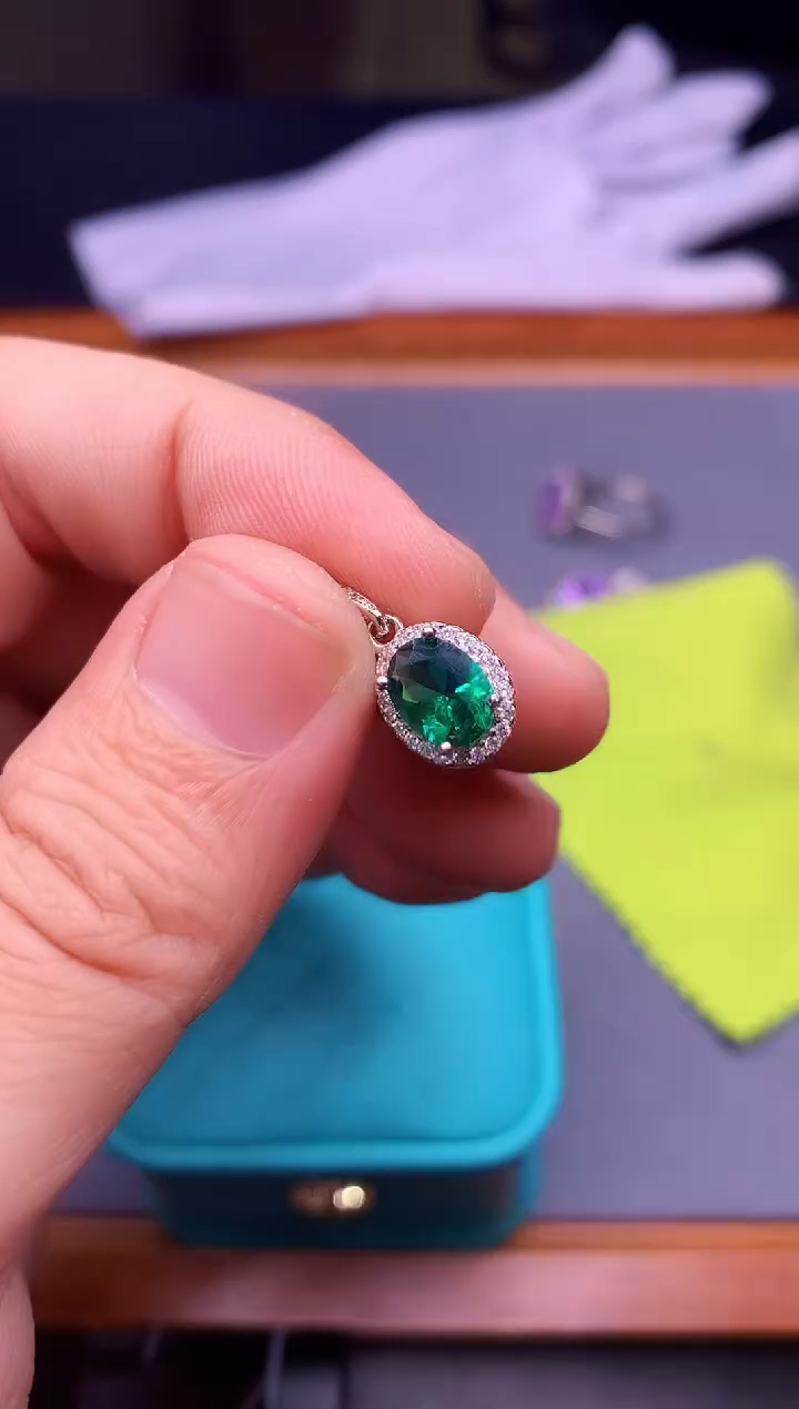 【闪购商品】祖母绿吊坠(不含链)银S925镶嵌............