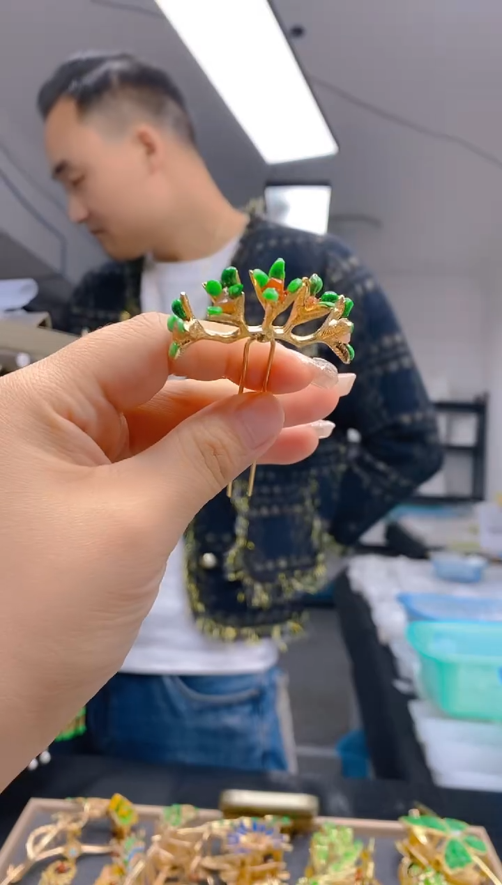 【闪购商品】翡翠耳饰合金475翡翠发簪