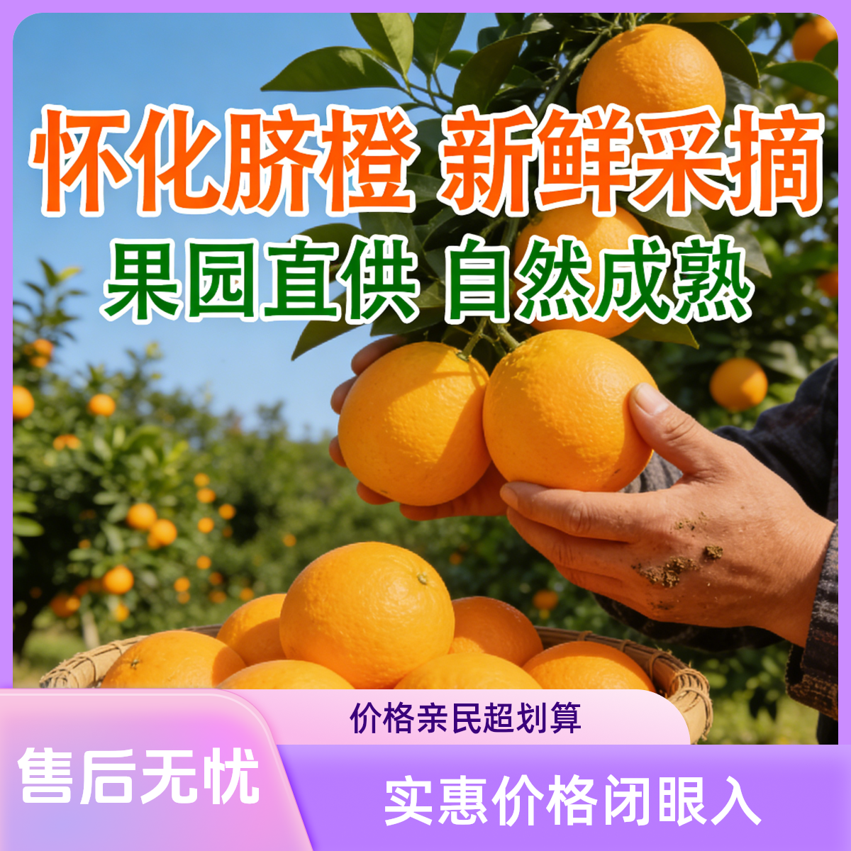 现摘现发新鲜橙子现摘当季脐橙薄皮爆汁鲜橙应季水果整箱