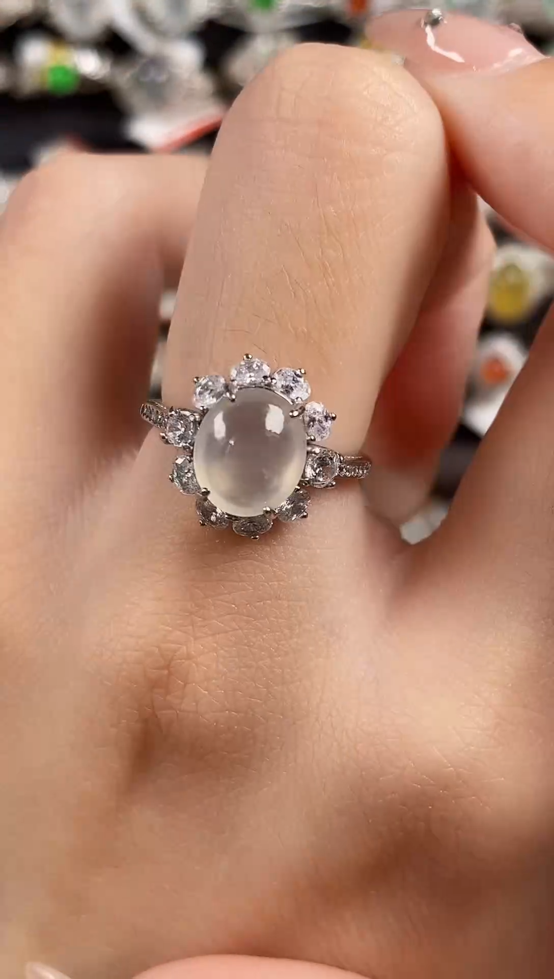 银S925镶嵌戒指翡翠天然A货翡翠31