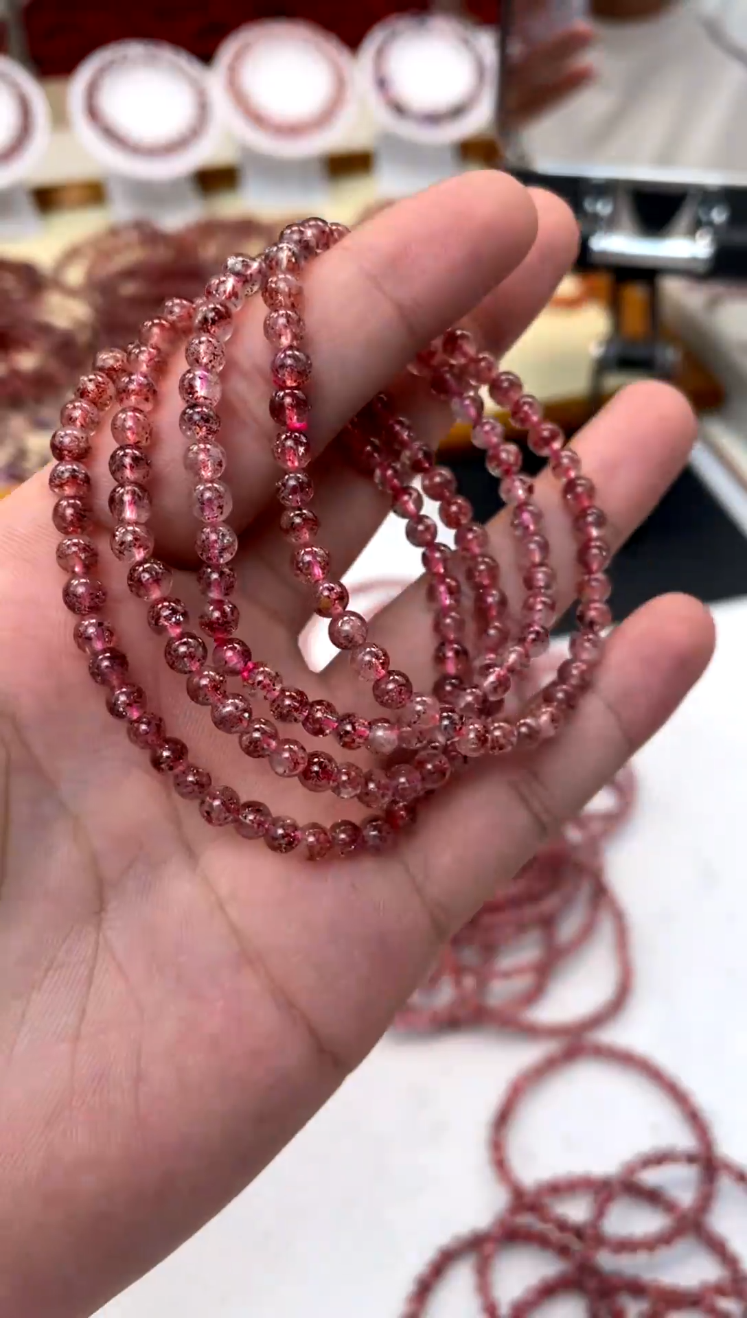 未镶嵌手串水晶【昊哥珠宝】超七金草莓彼岸花多样性发一