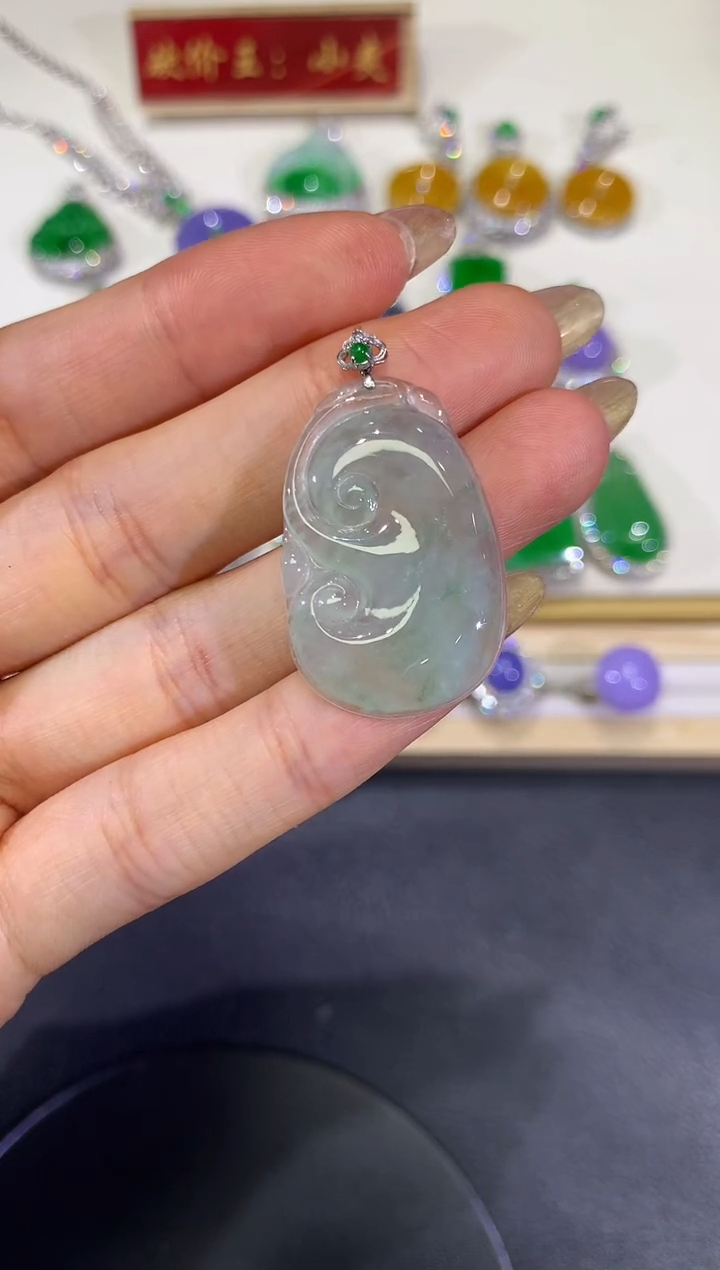 翡翠18K金镶嵌吊坠(不含链)团购14