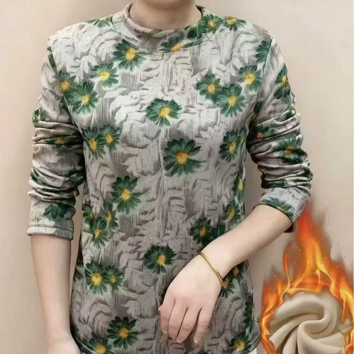 冬季加厚富贵太阳花上衣