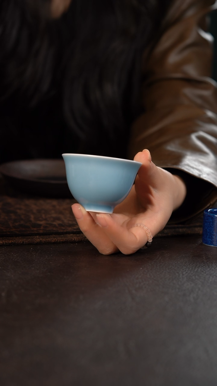 【闪购商品】杯初蓝舍天青纯色撇口杯