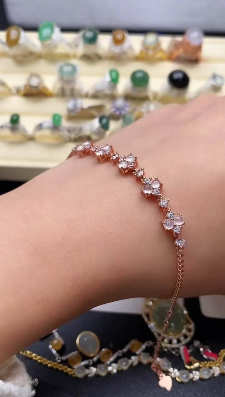 【闪购商品】翡翠戒指银S925镶嵌缅甸天然A货翡翠77  3-