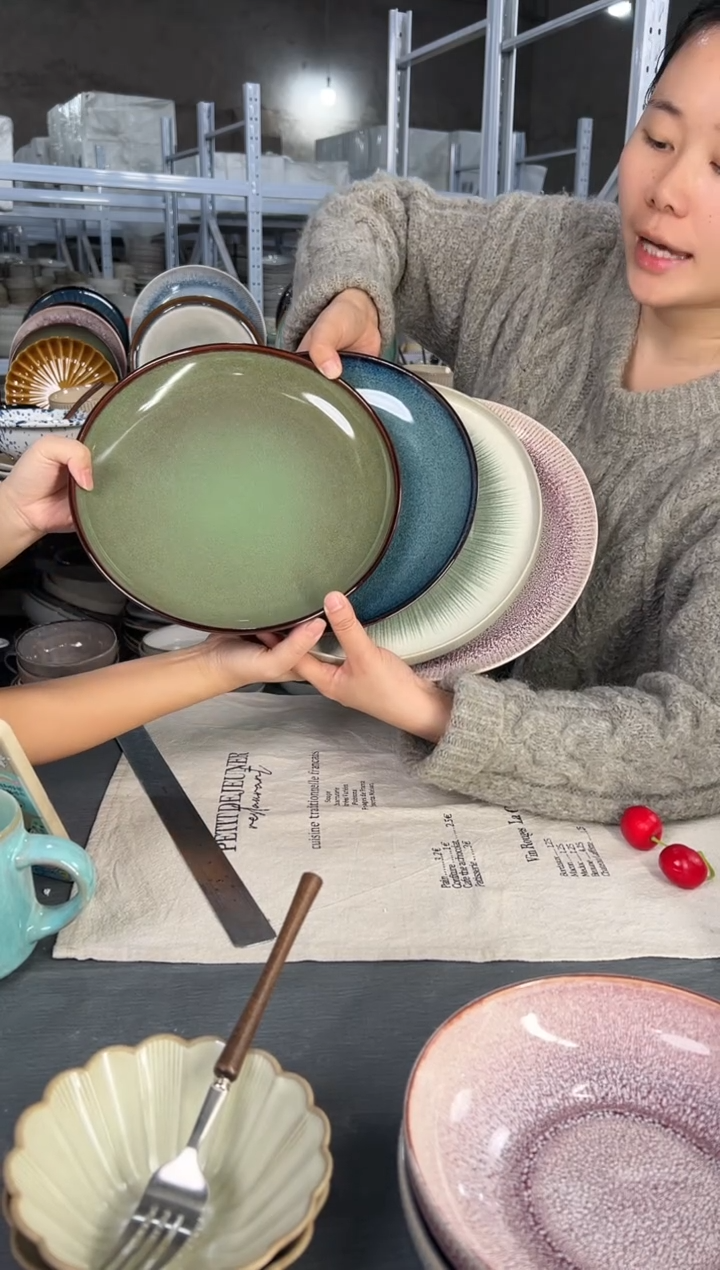 陶瓷外贸尾货瑕疵满20包邮X4 大盘10.5英寸