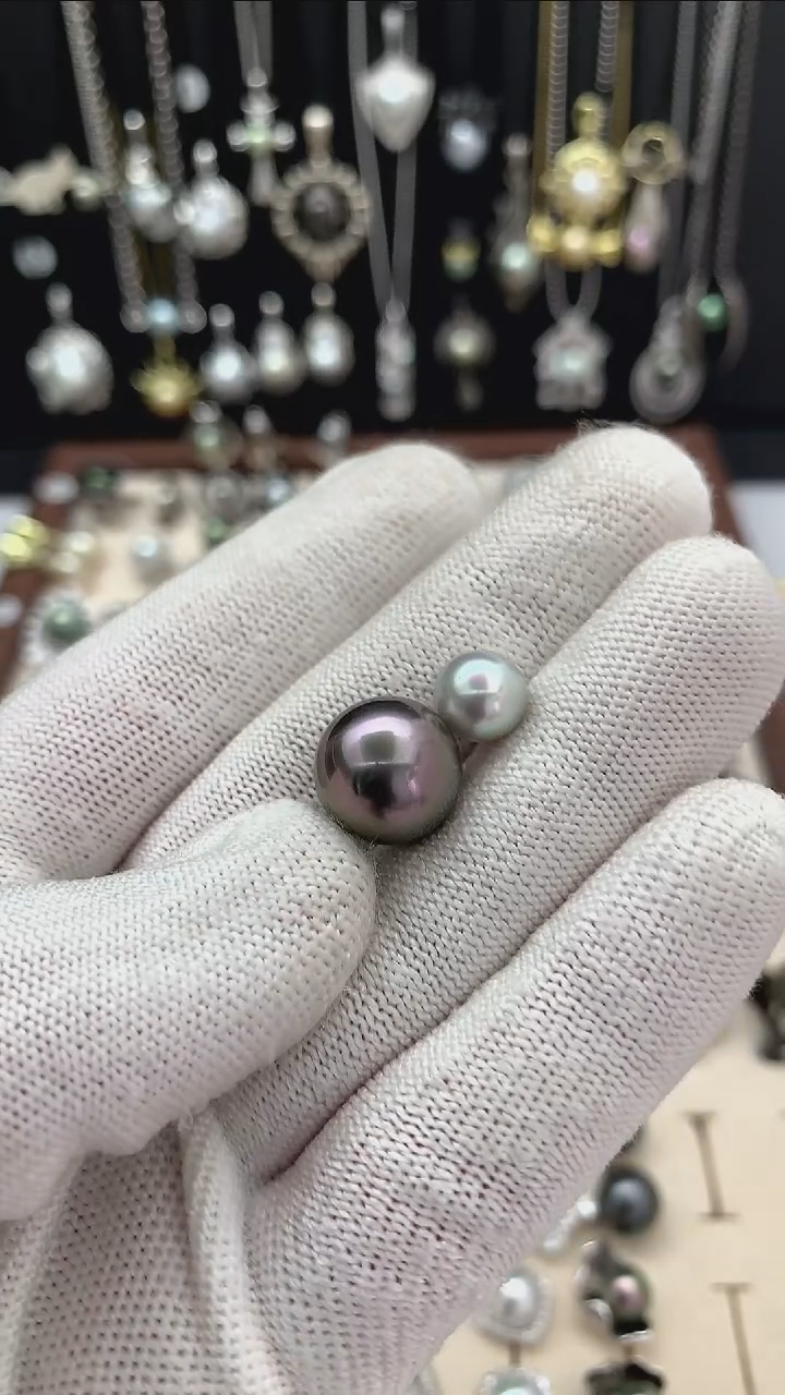 裸珠海水珍珠双****?大溪地珍珠