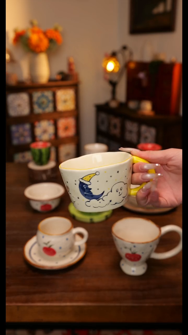 陶便携款晚安月亮把手杯