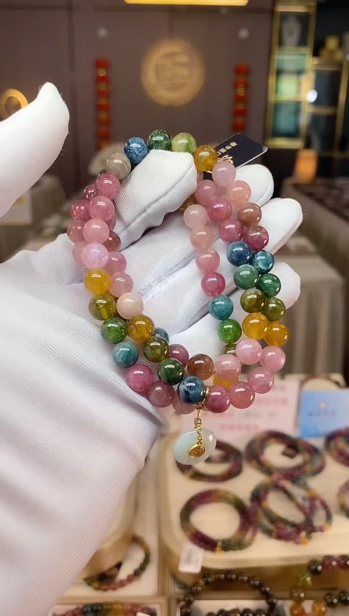 未镶嵌老矿碧玺三圈手串7mm+碧玺多样性发货一条xion