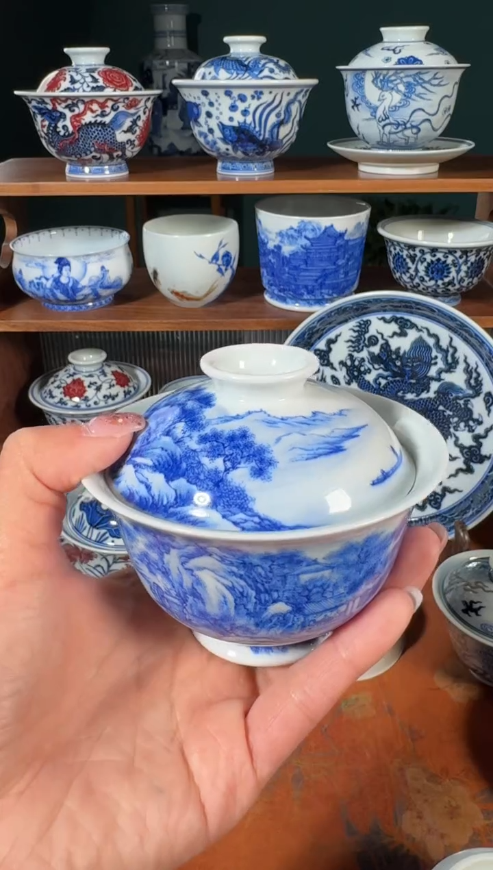 【闪购商品】杯云山片玉四季山水盖碗