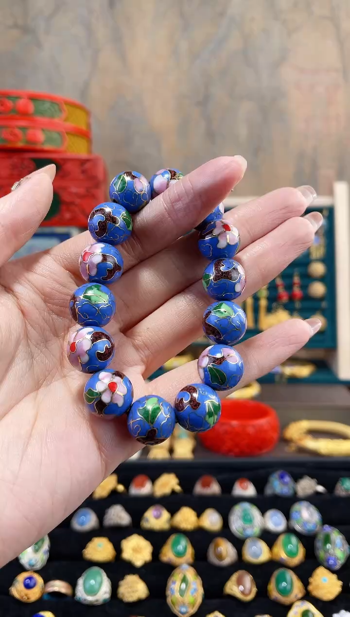 【闪购商品】非遗景泰蓝手串精品湖蓝