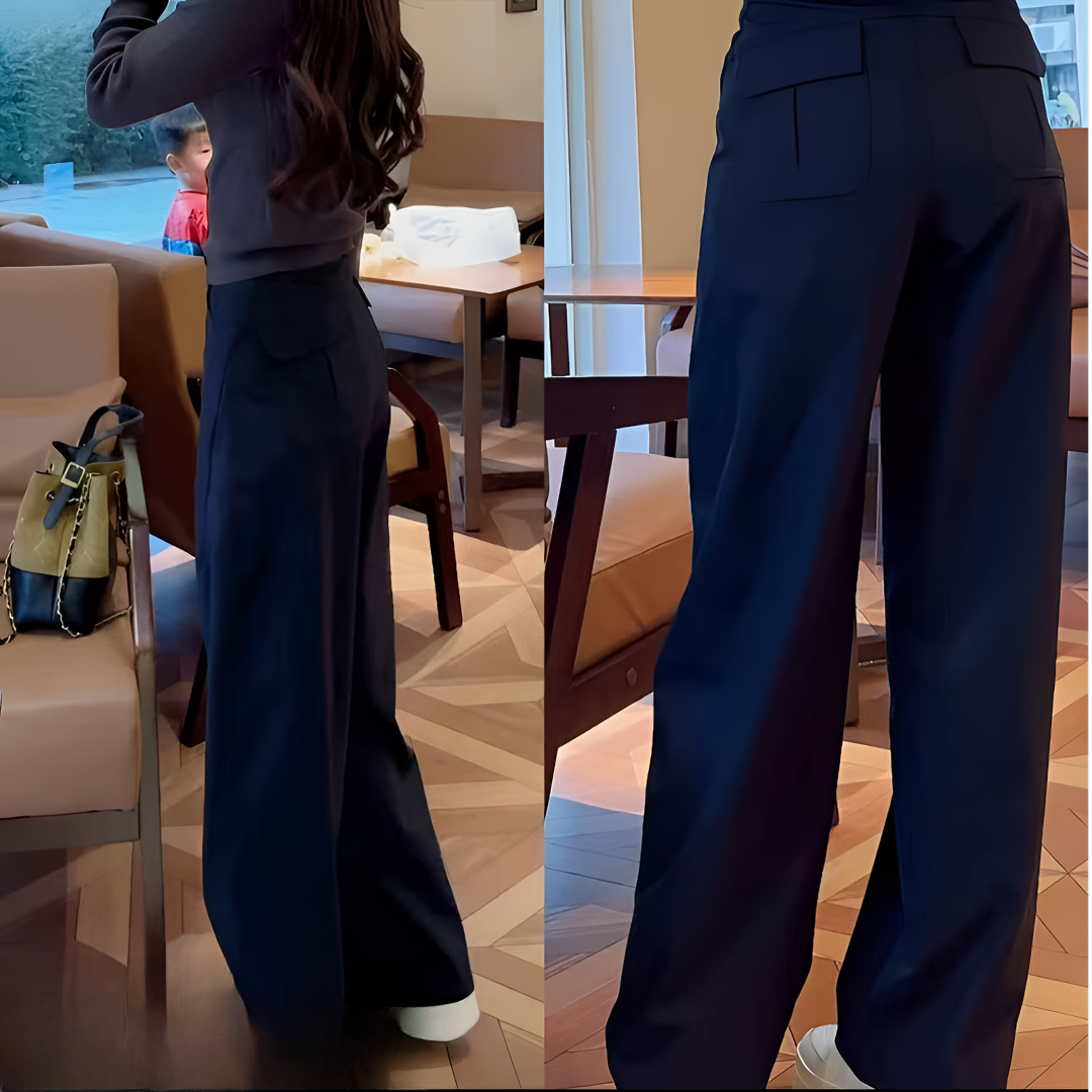 【新款秋冬加绒加厚】复古弯刀休闲裤女秋季高腰显瘦百搭直筒裤