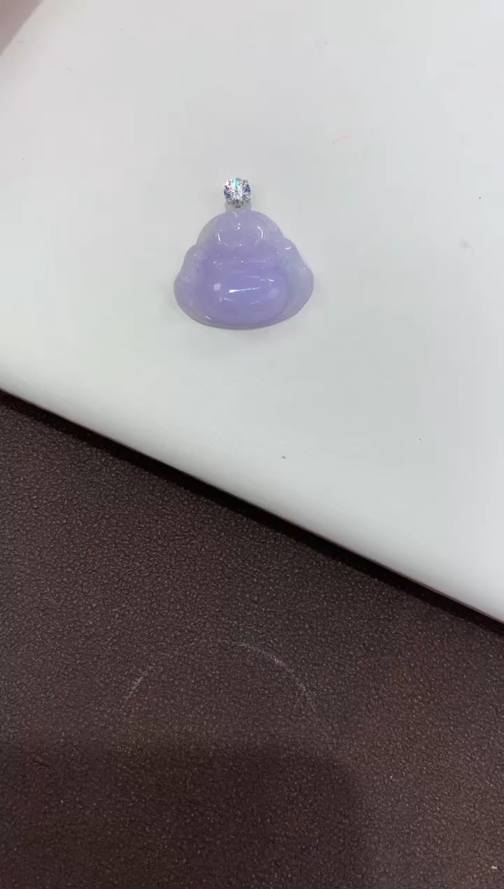 翡翠18K金镶嵌吊坠(赠链)天然缅甸a货翡翠