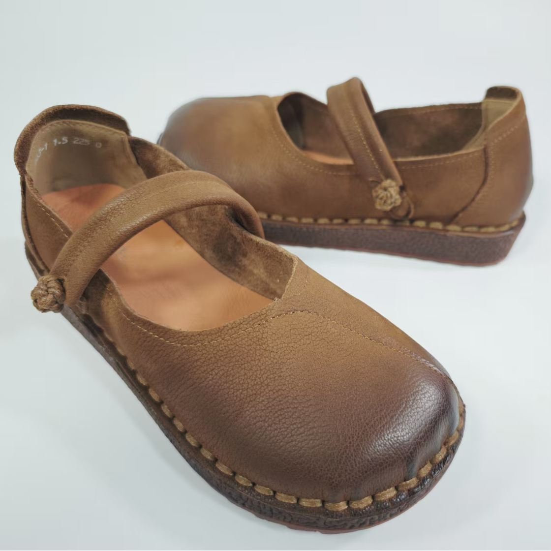 厚底浅口一字带syd6663-1中式圆头平底鞋