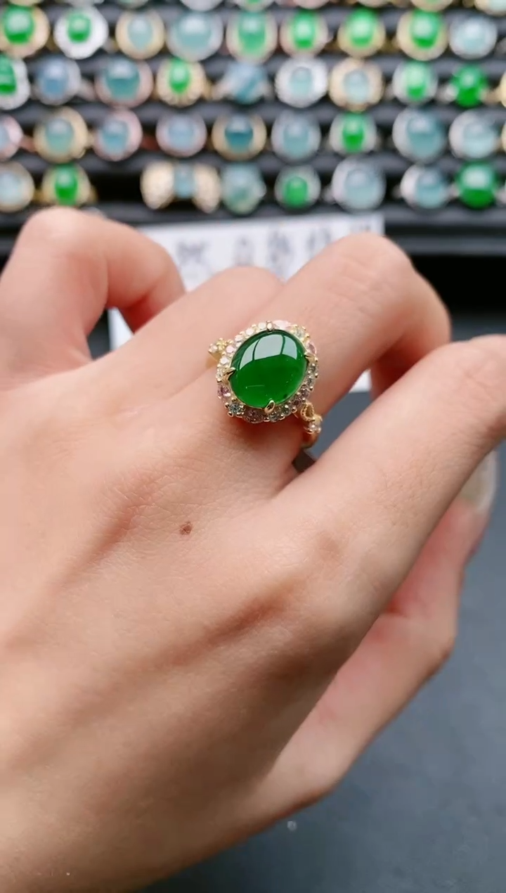 【闪购商品】翡翠戒指银S925镶嵌11111