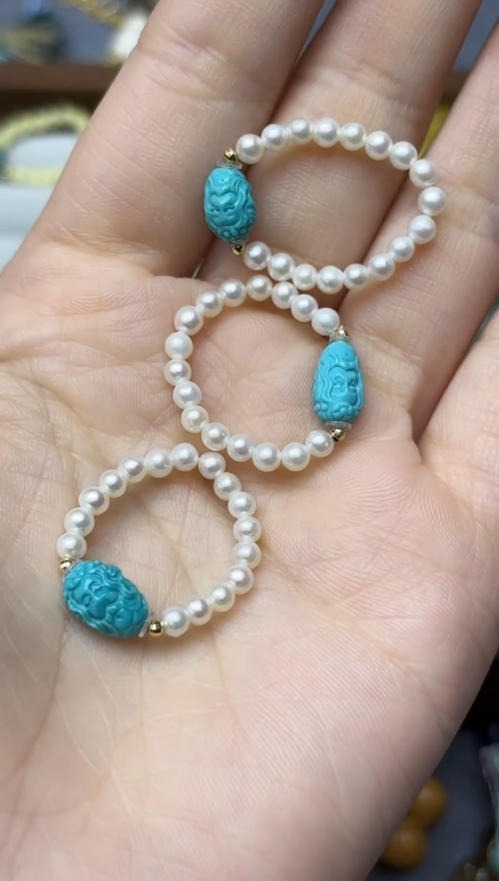 18K金镶嵌绿松石戒圈18K金松石戒圈GW多样性发其一