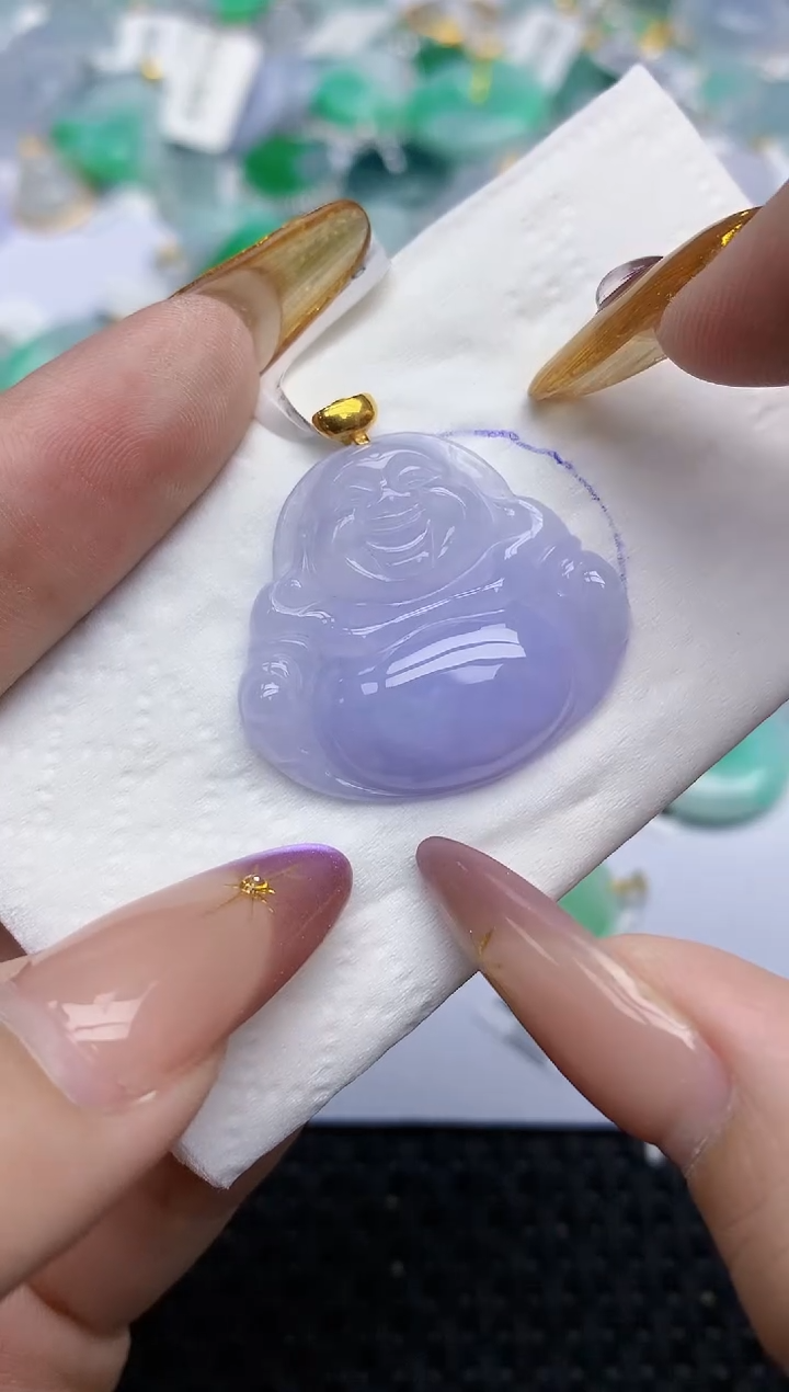 翡翠18K金镶嵌颈饰195   天然翡翠A货  百元以上9米证书费自理