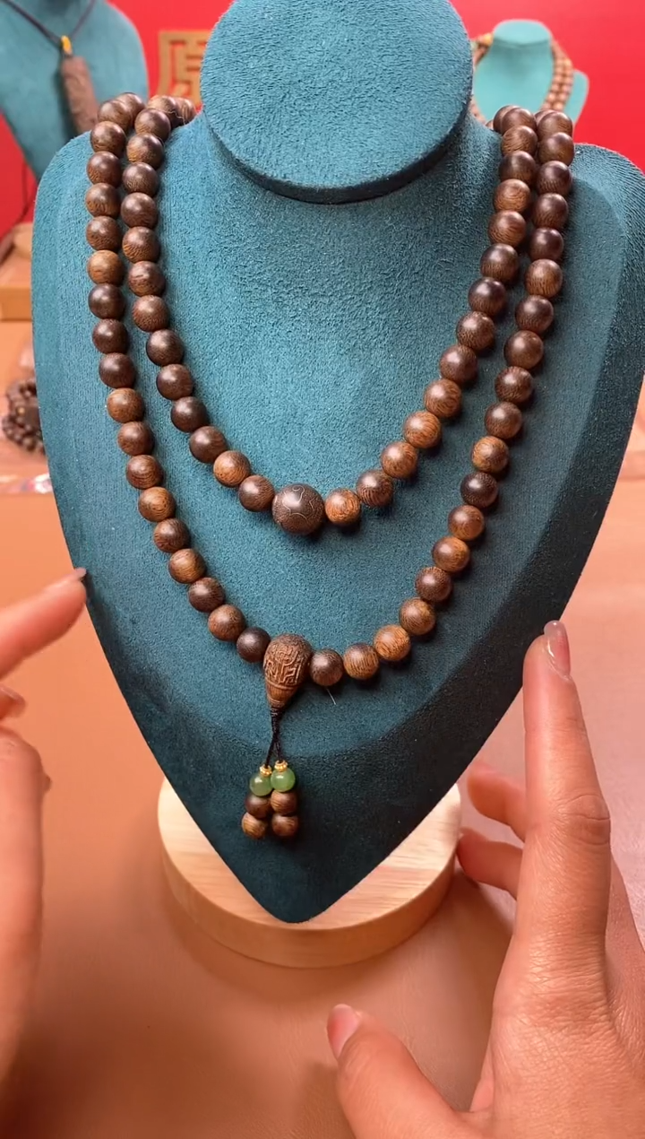 【闪购商品】沉香手串M沉水芽庄黄棋玉化瘤疤08*108设计款