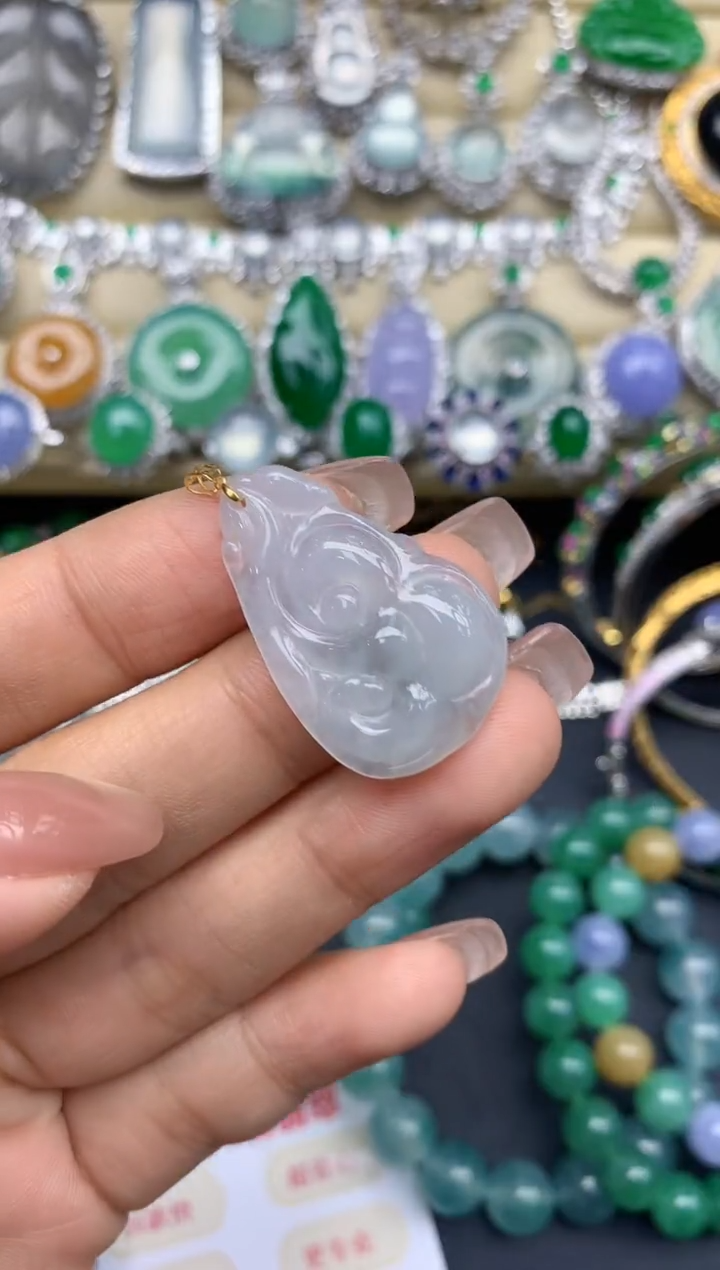 颈饰18K金镶嵌翡翠188-中国好珍宝