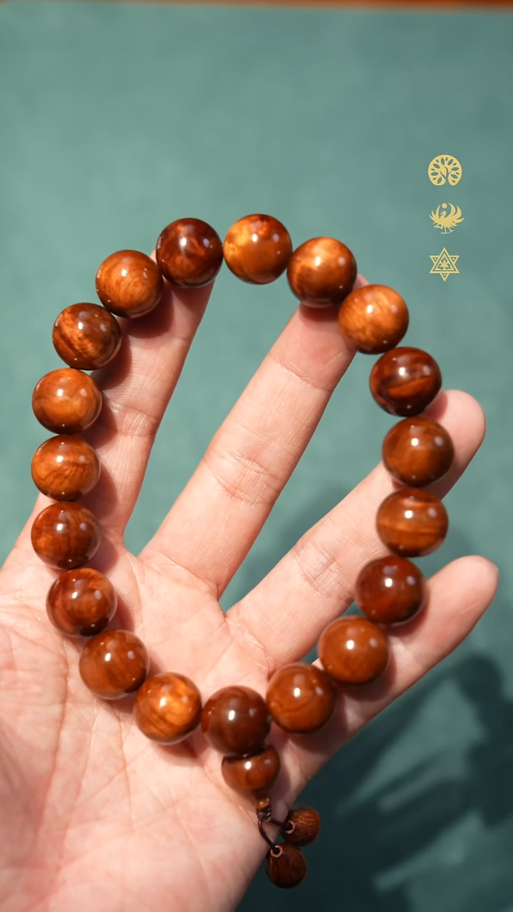 手串/手链黄花梨/降香黄檀老料油梨金光水波15mm手持佛珠