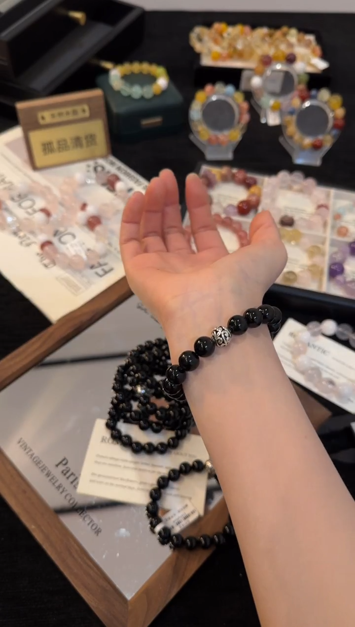 合金手链水晶黑玛瑙手链x3334
