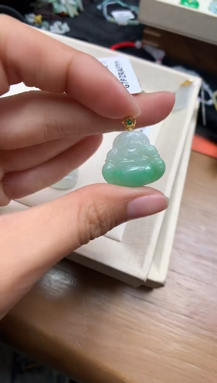【闪购商品】翡翠颈饰18K金镶嵌佛公
